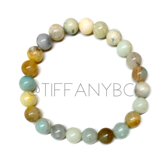 Jewelry - Bamboo Leaf Agate and Amazonite Genuine Stone Bracelet
